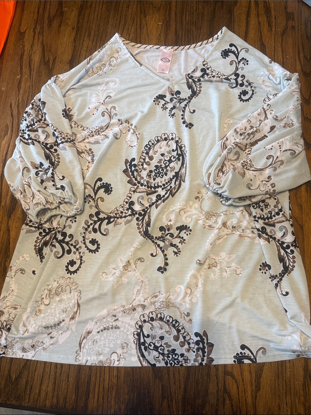 Pink coconut boutique Women's Light Seafoam Paisley V-Neck Tunic